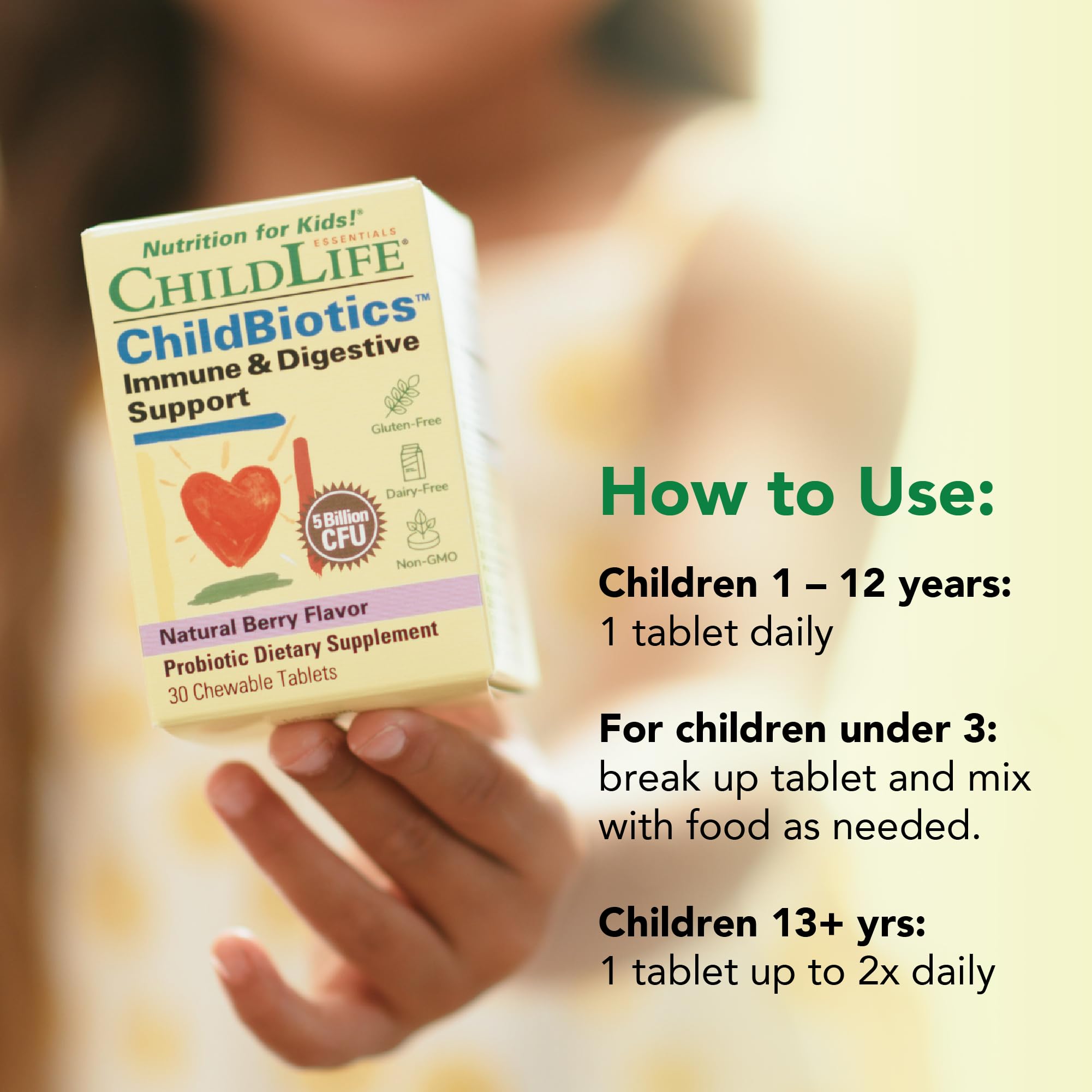 Graphic illustration of gut health with CHILDLIFE ESSENTIALS ChildBiotics