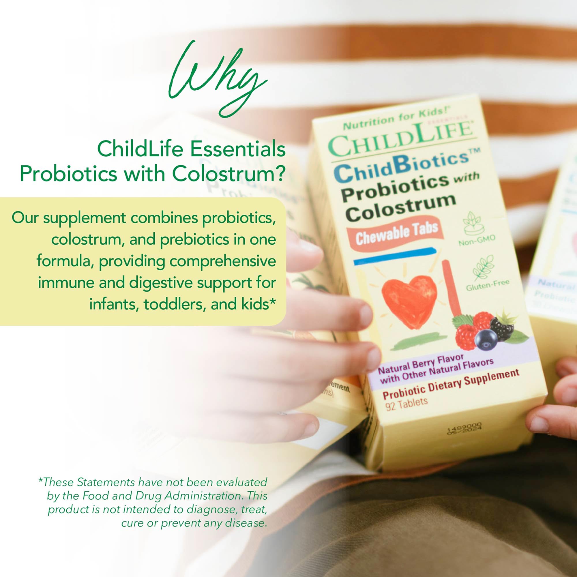 CHILDLIFE ESSENTIALS ChildBiotics probiotic blend promoting balanced gut flora for daily comfort