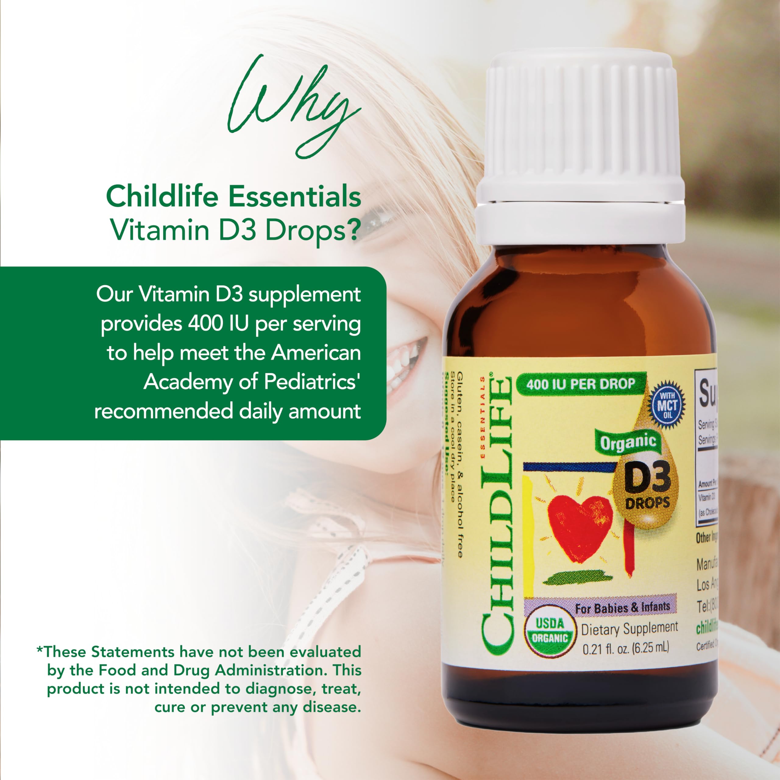 CHILDLIFE ESSENTIALS dosing dropper shows easy administration for young children.