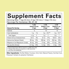 Dosing spoon showing easy daily calcium servings for kids.