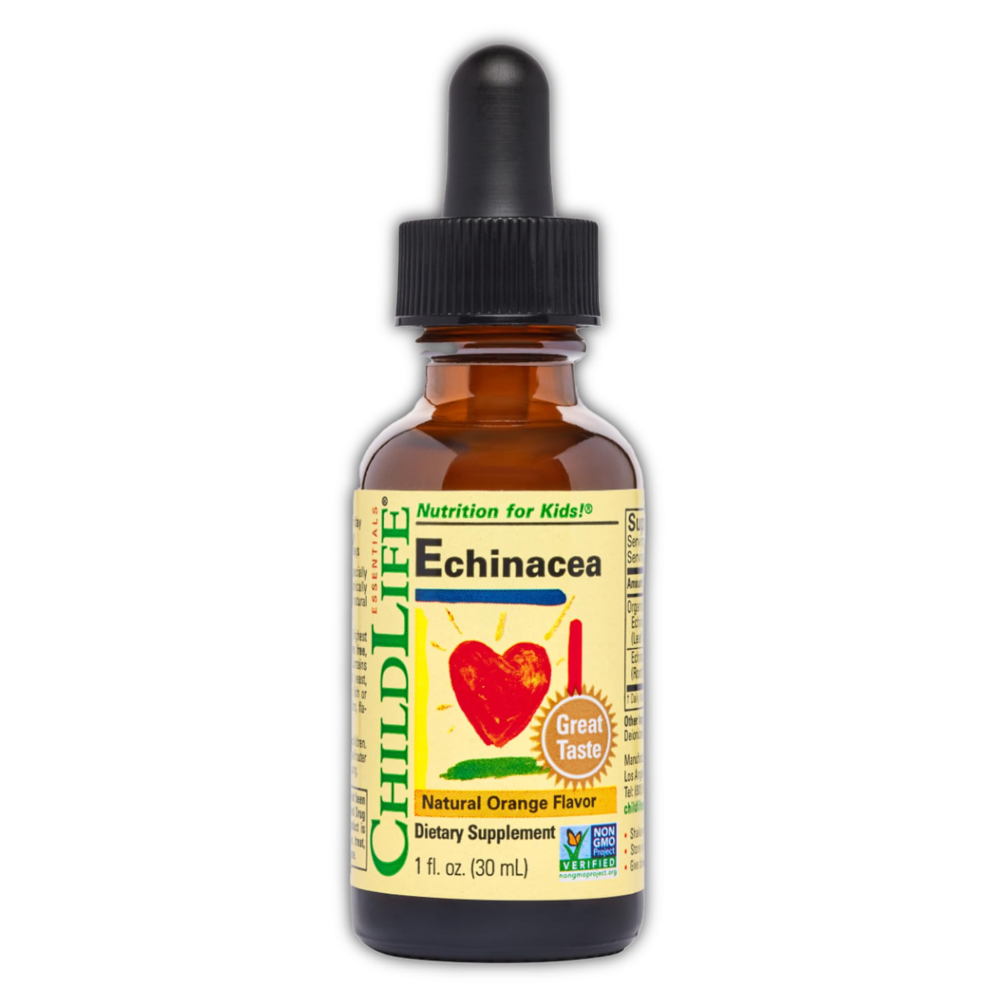 ChildLife Essentials Echinacea drops bottle on shelf signaling kid-friendly immune support.