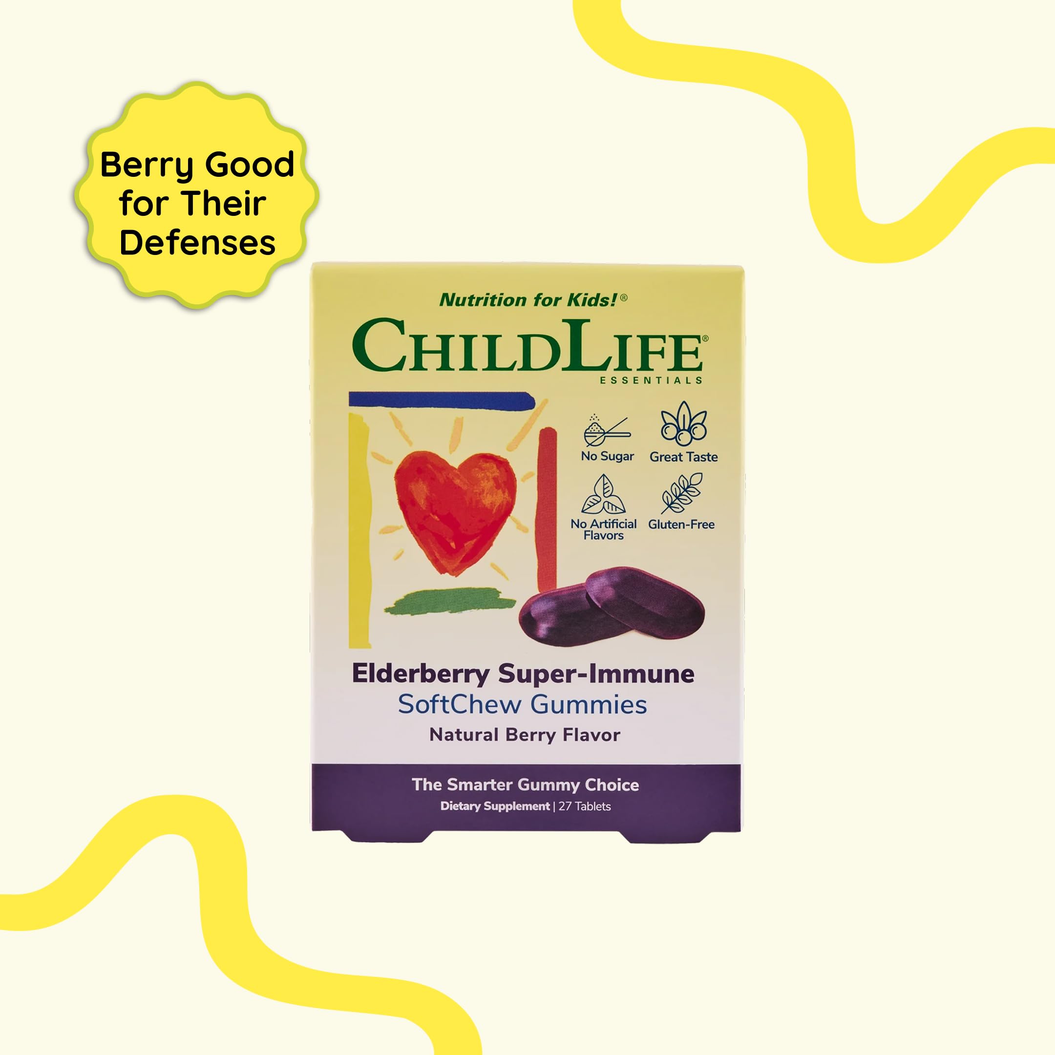 Serving size visual for CHILDLIFE ESSENTIALS Elderberry SoftChew used in daily dosing.