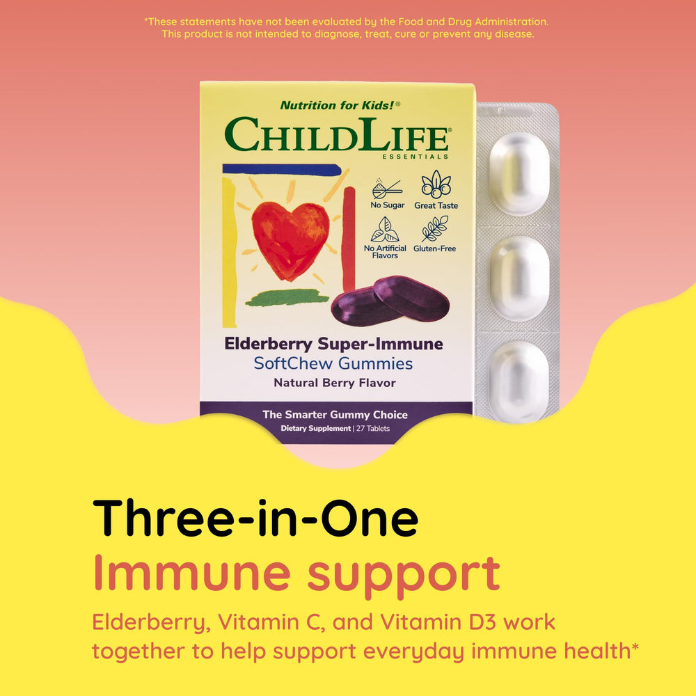 CHILDLIFE ESSENTIALS Elderberry SoftChew ready for mealtime usage.