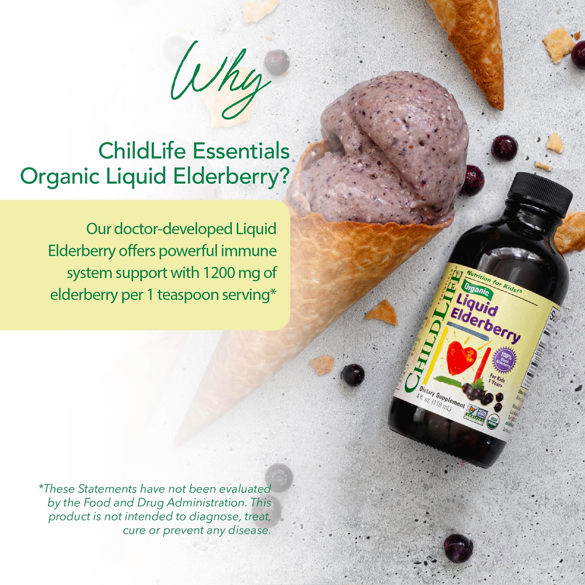 CHILDLIFE Essentials elderberry syrup dropper ready for dosing.