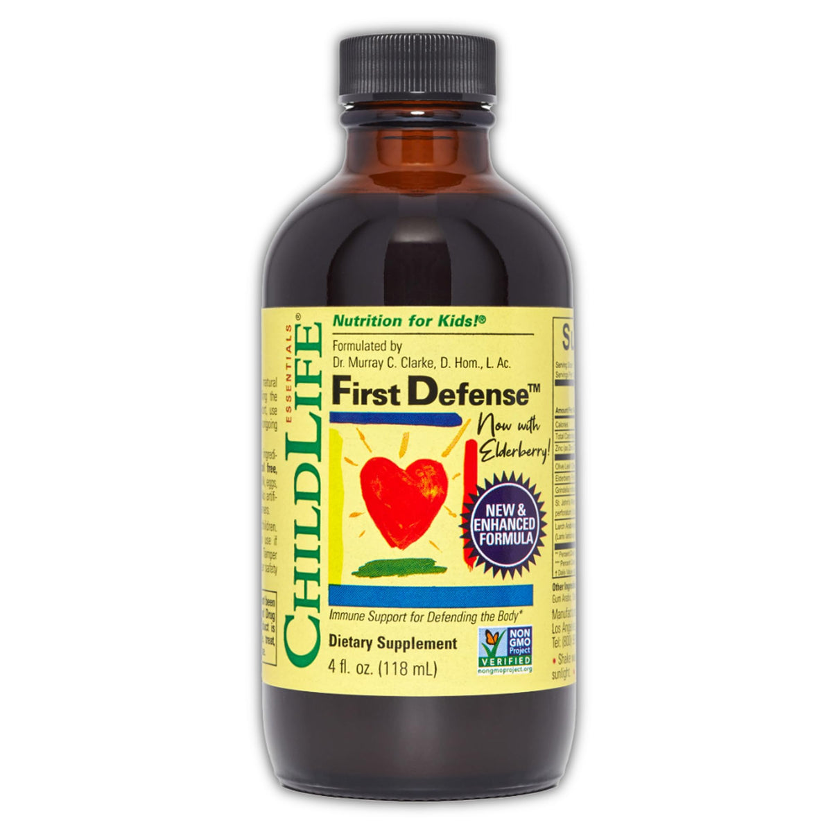 CHILDLIFE ESSENTIALS First Defense bottle front showing kid friendly immune support