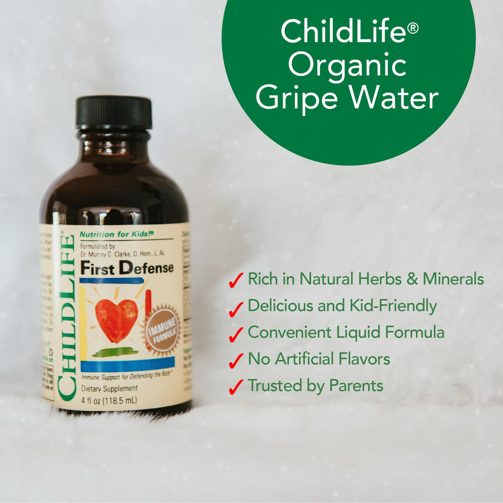 Parent dosing First Defense for a child during morning routine