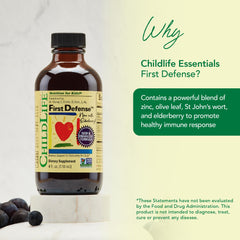 CHILDLIFE ESSENTIALS First Defense dosing spoon illustrates precise administration for infants