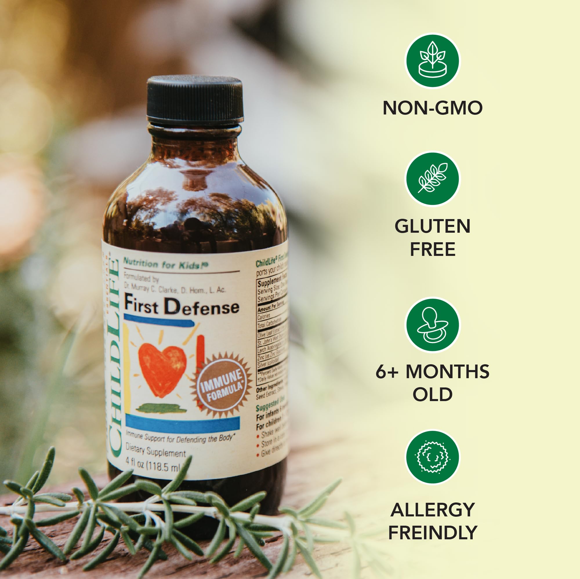 CHILDLIFE ESSENTIALS First Defense elderberry ingredients emphasize antioxidants for immune support
