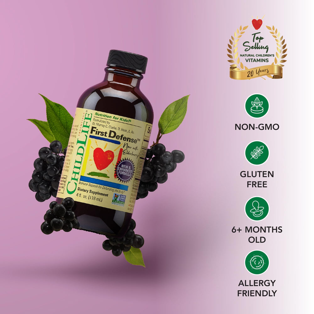 CHILDLIFE ESSENTIALS First Defense elderberry liquid close-up for kids