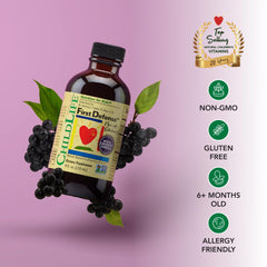 CHILDLIFE ESSENTIALS First Defense elderberry liquid close-up for kids