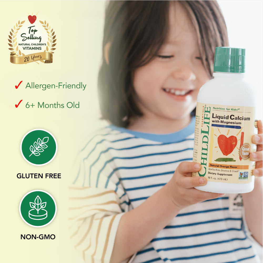 Gluten-free, non-GMO CHILDLIFE ESSENTIALS label assuring safe ingredients.