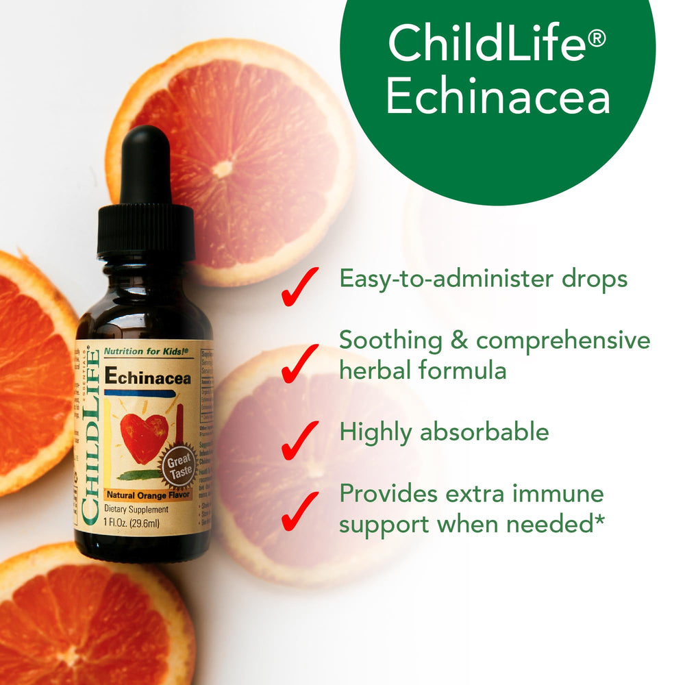 CHILDLIFE ESSENTIALS Kids Echinacea drops measuring syringe shows accurate dosing