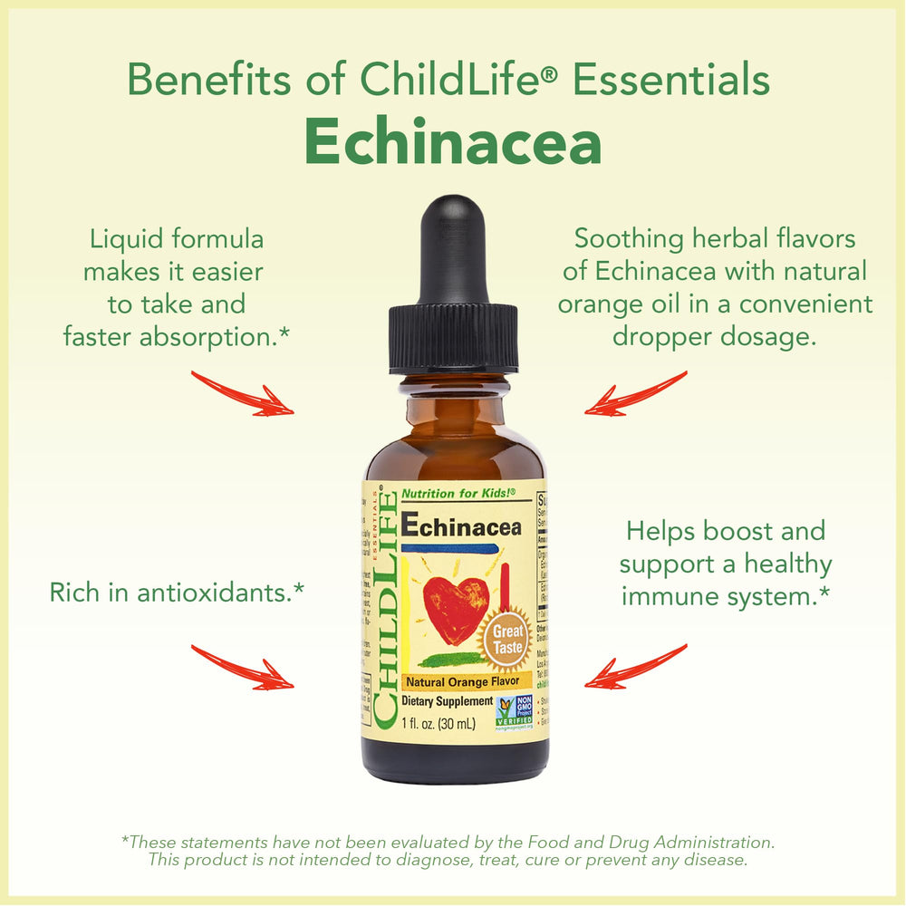 CHILDLIFE ESSENTIALS label closeup with clear nutrients for kids.