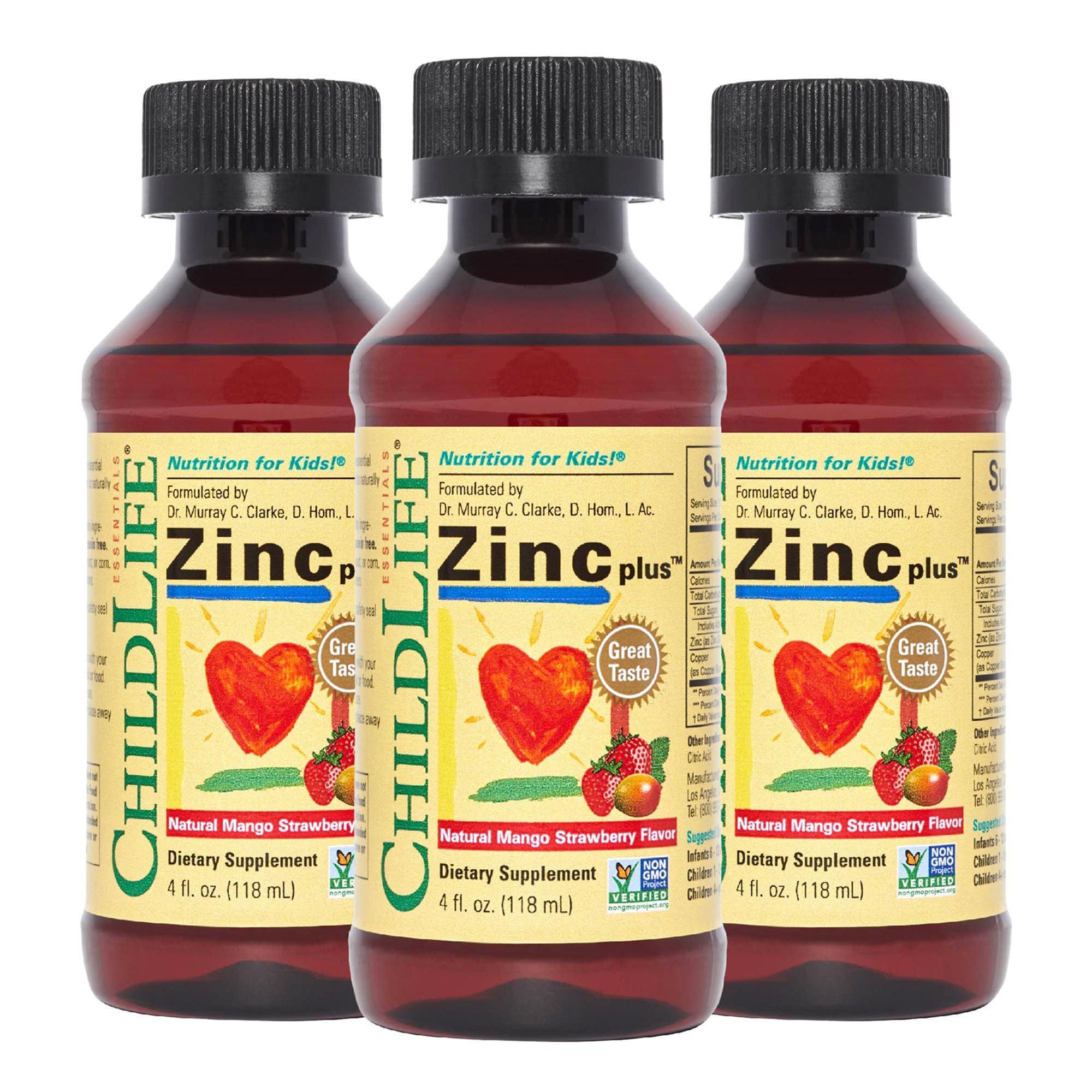 CHILDLIFE ESSENTIALS Zinc Plus bottle with dropper supports daily immune health for kids.