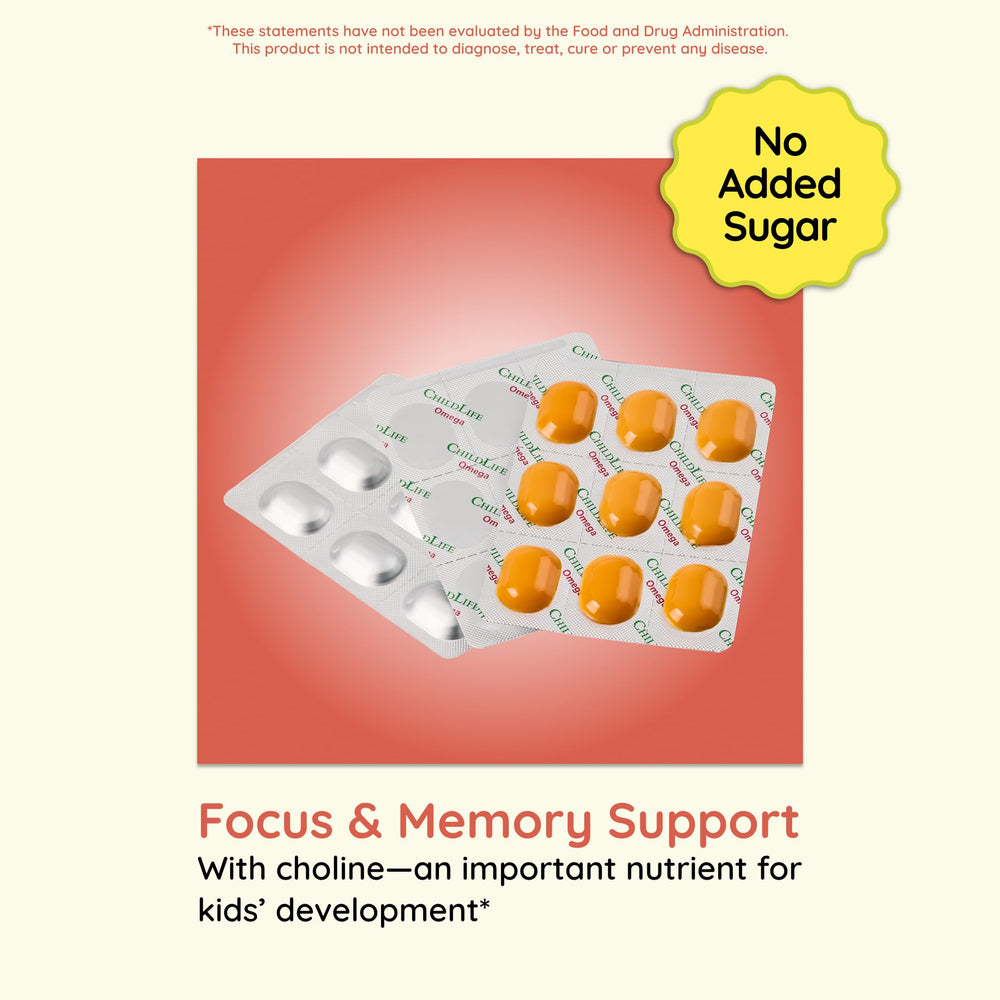 CHILDLIFE ESSENTIALS Omega-3 SoftChews passion-fruit flavor appeals to kids.
