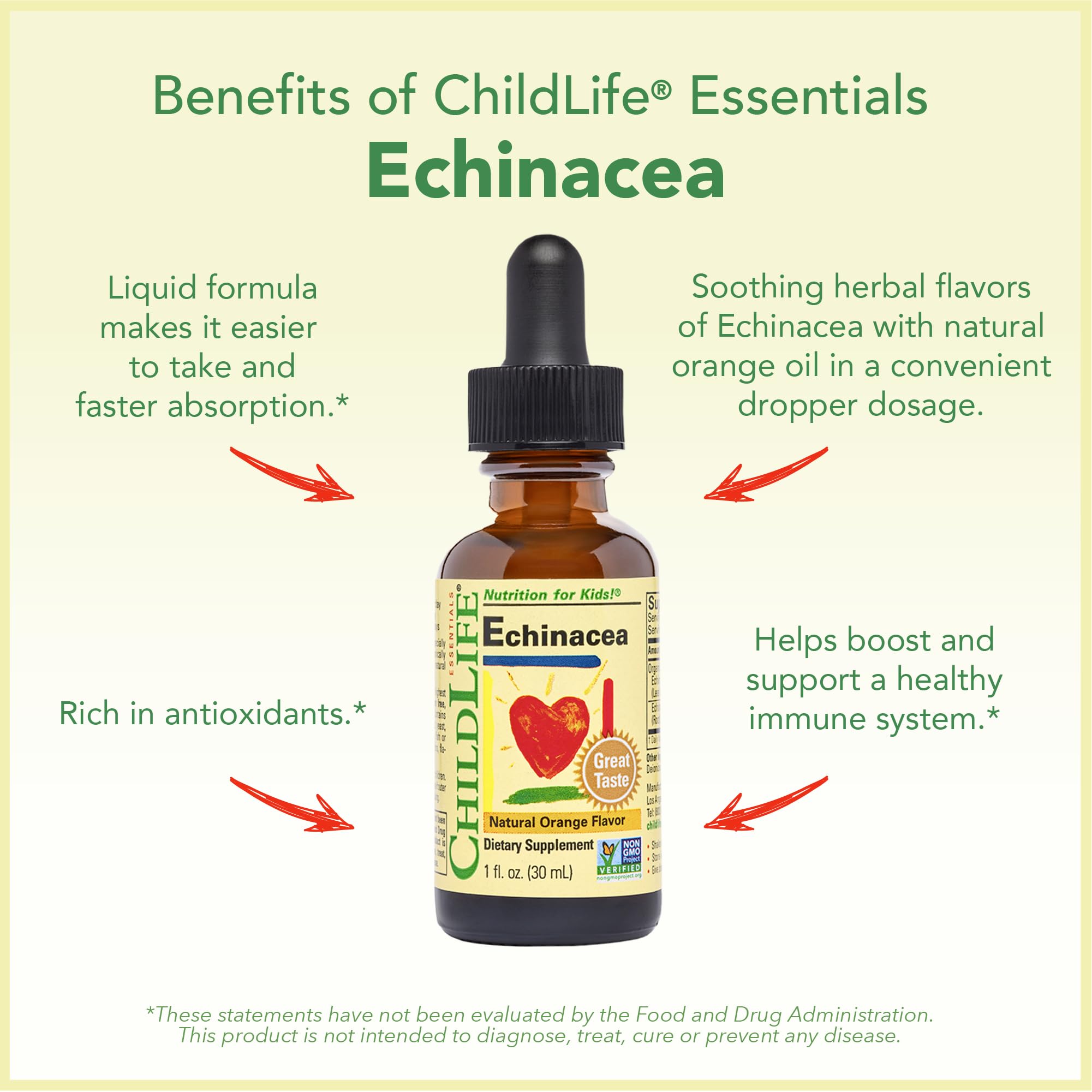 CHILDLIFE ESSENTIALS Orange-flavor label appeals to kids and parents.