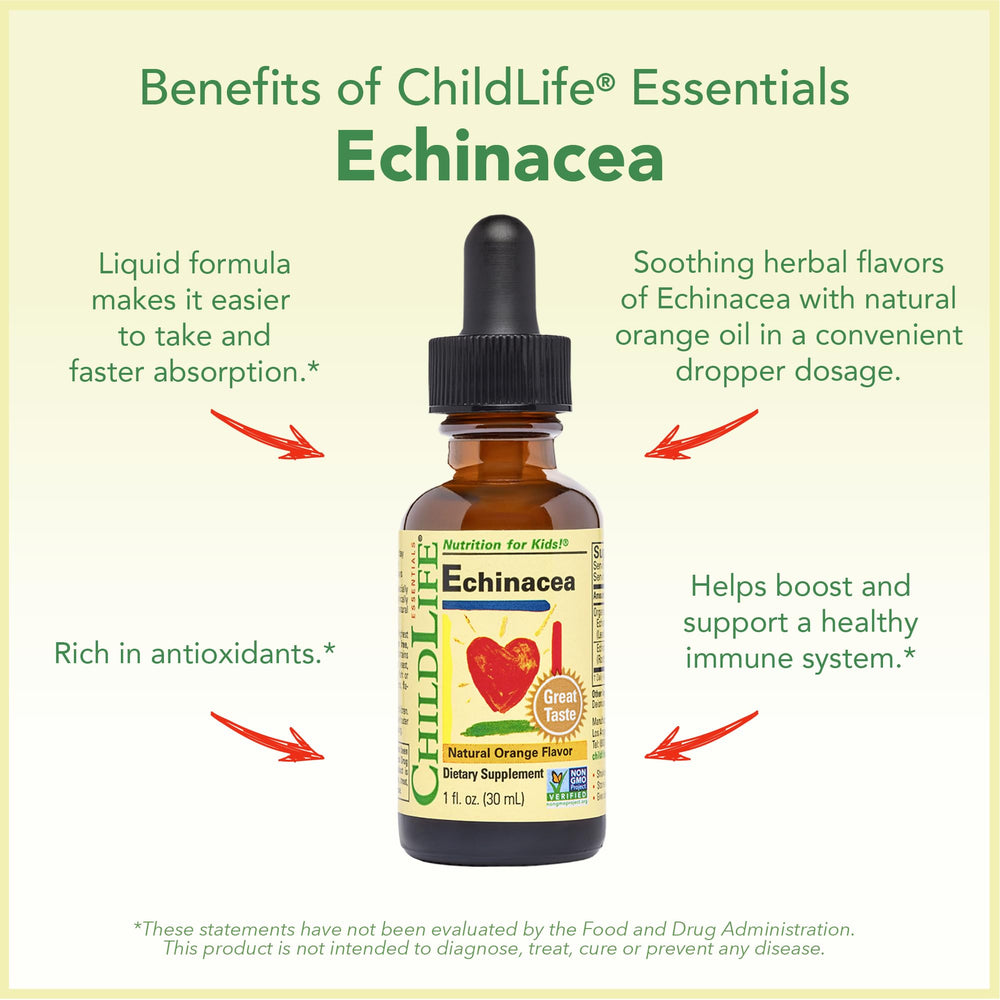 CHILDLIFE ESSENTIALS Orange-flavor label appeals to kids and parents.