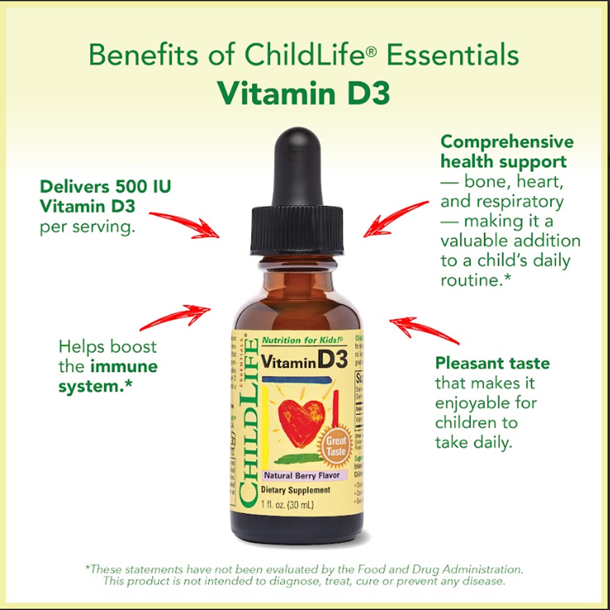 Smooth pour from CHILDLIFE ESSENTIALS Vitamin D3 Drops bottle.