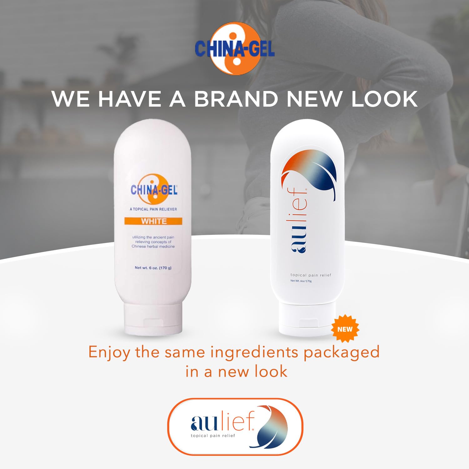 China-Gel Aulief cream neck application for soothing muscle comfort.