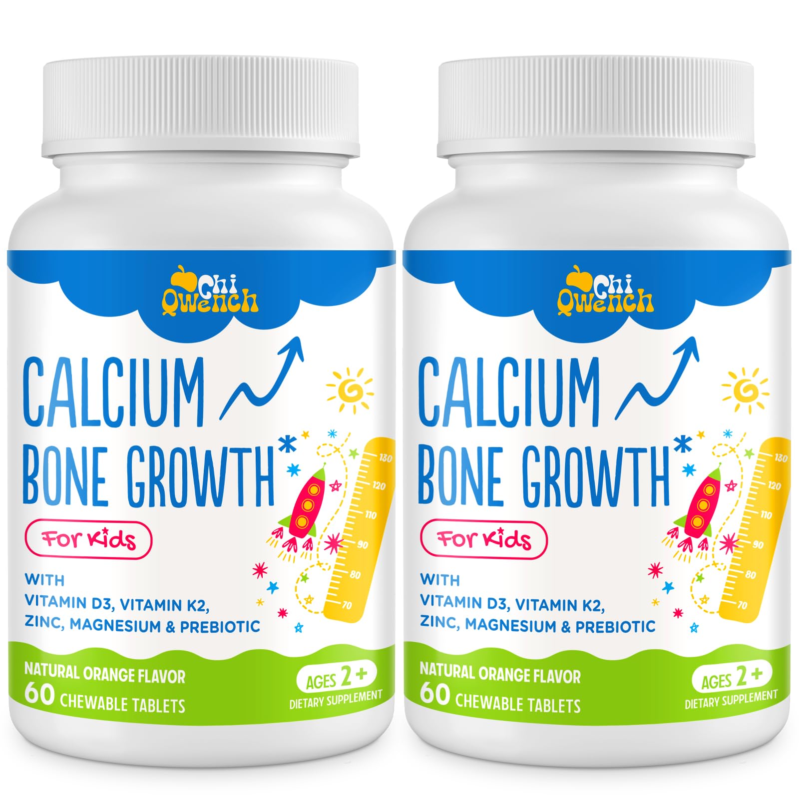 ChiQwench calcium orange chew for kids supports bone strength with a tasty citrus flavor.