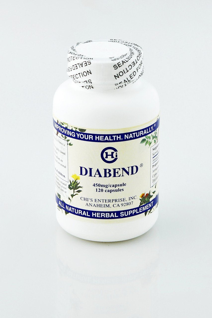 Chi's Enterprise Diabend bottle with 120 capsules for daily wellness in a busy lifestyle
