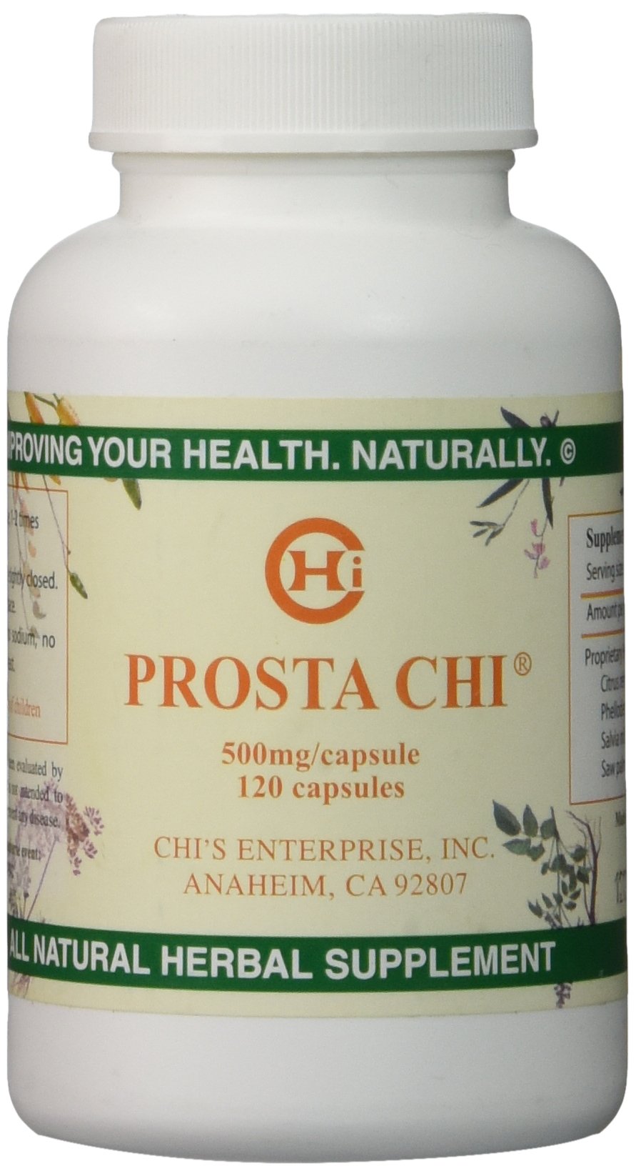 Chi's Enterprise Prosta Chi bottle shown for a convenient daily supplement routine.