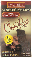 ChocoRite dark chocolate bars 5 oz packshot highlights sugar-free indulgence with 1g effective carbs
