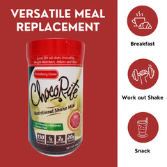 ChocoRite Strawberry Cream shake blended with frozen berries for a creamy smoothie.