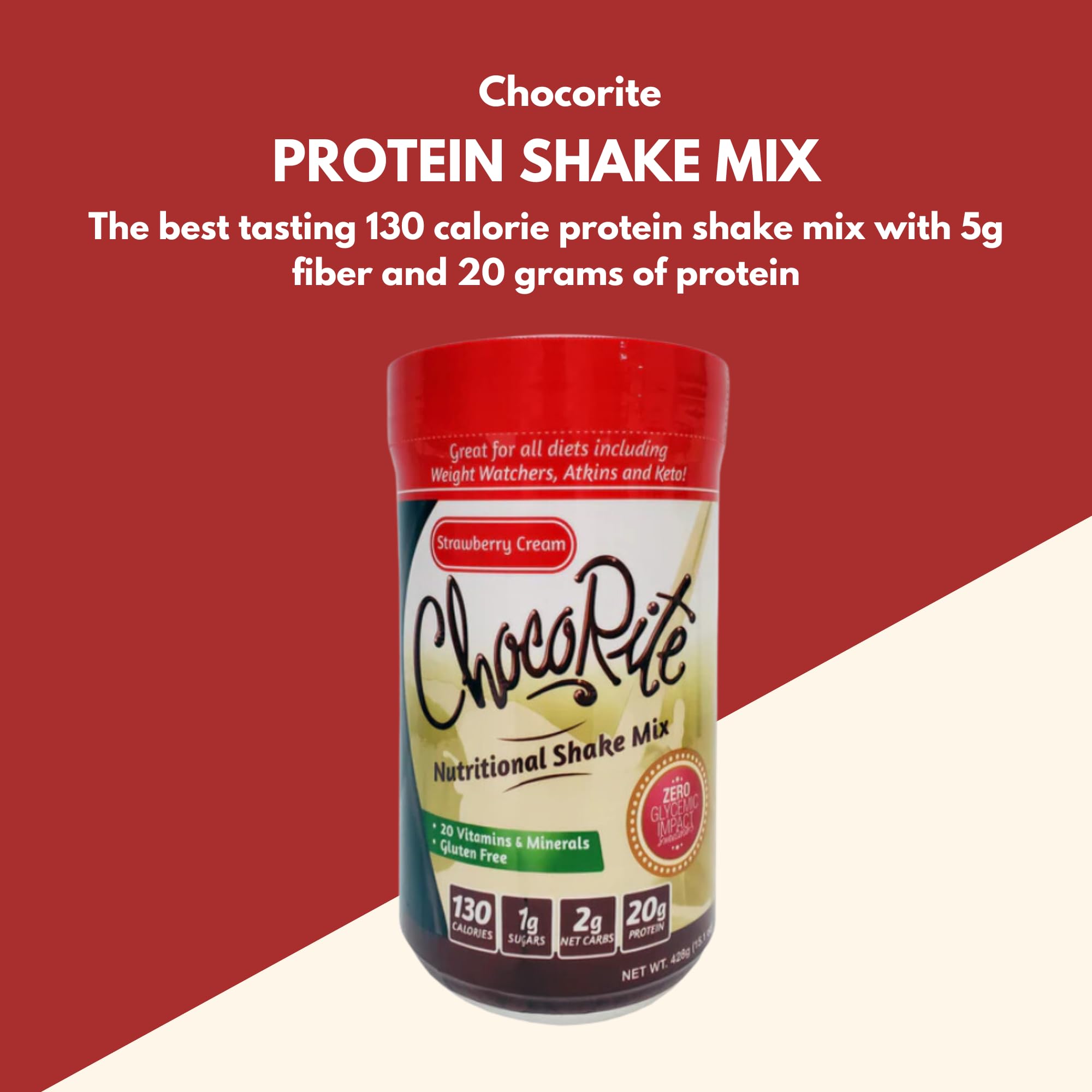 ChocoRite Strawberry Cream shake in a mug showing easy mixing and on-the-go convenience.