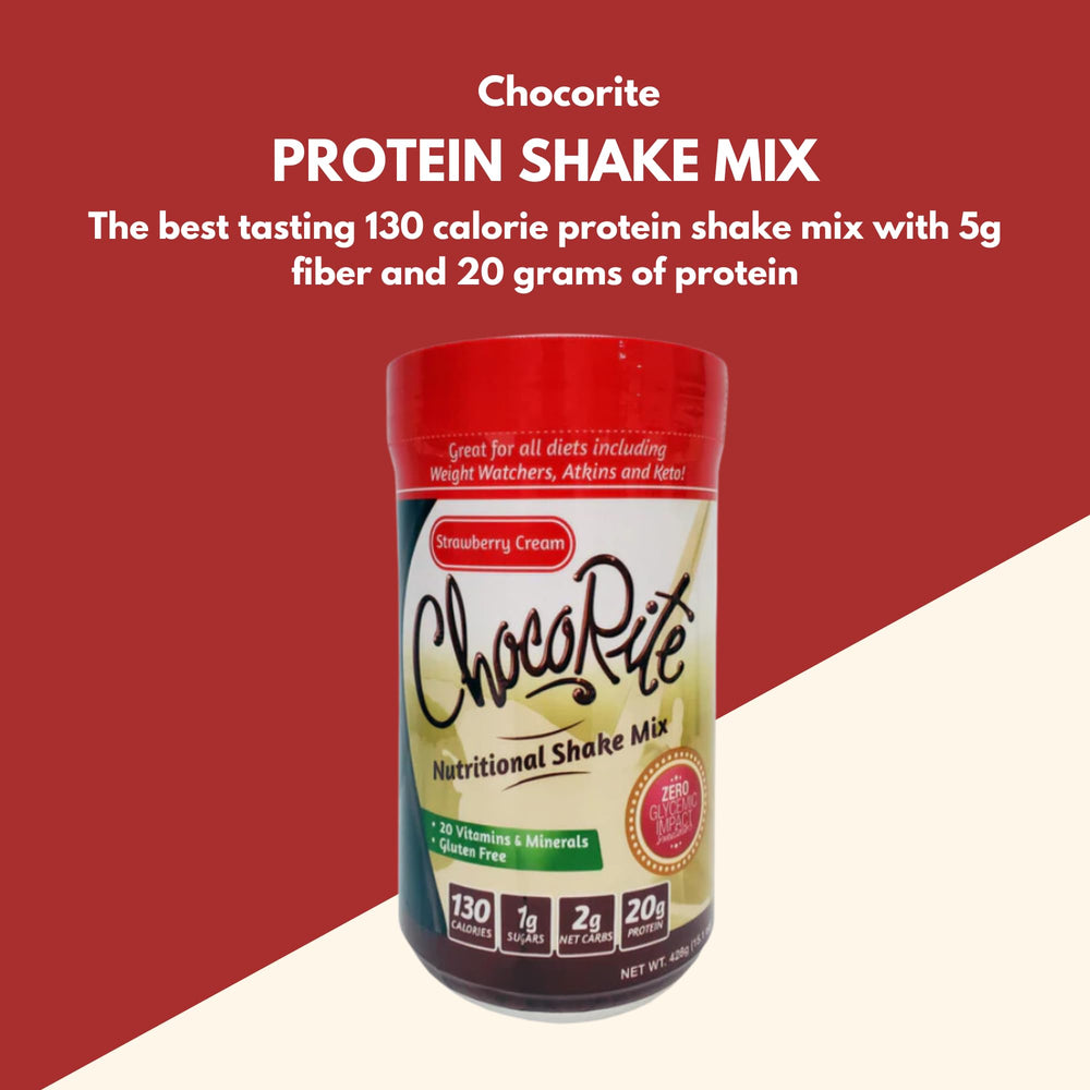 ChocoRite Strawberry Cream shake in a mug showing easy mixing and on-the-go convenience.