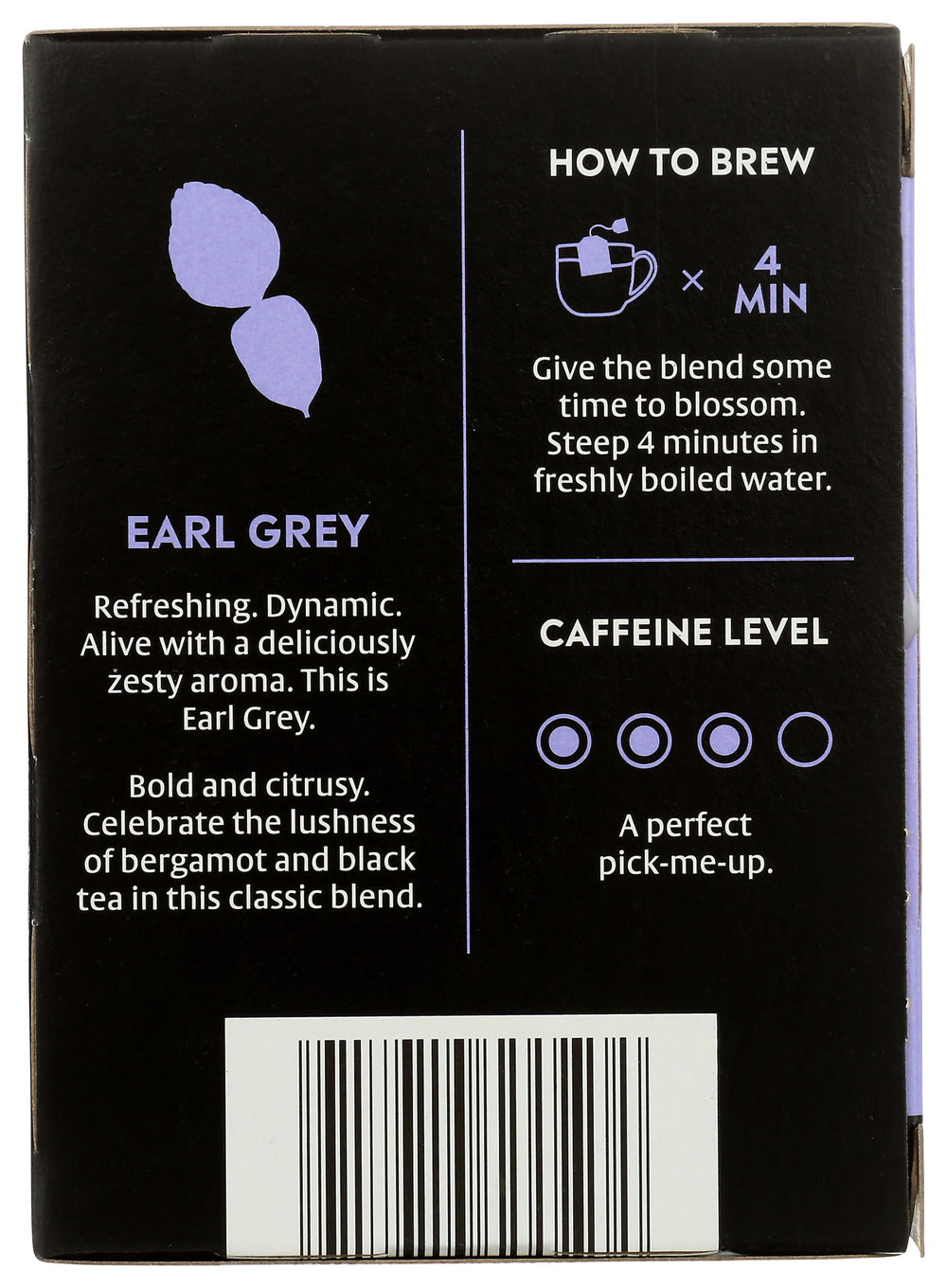 Bergamot aroma with black tea delivering a bright, balanced flavor