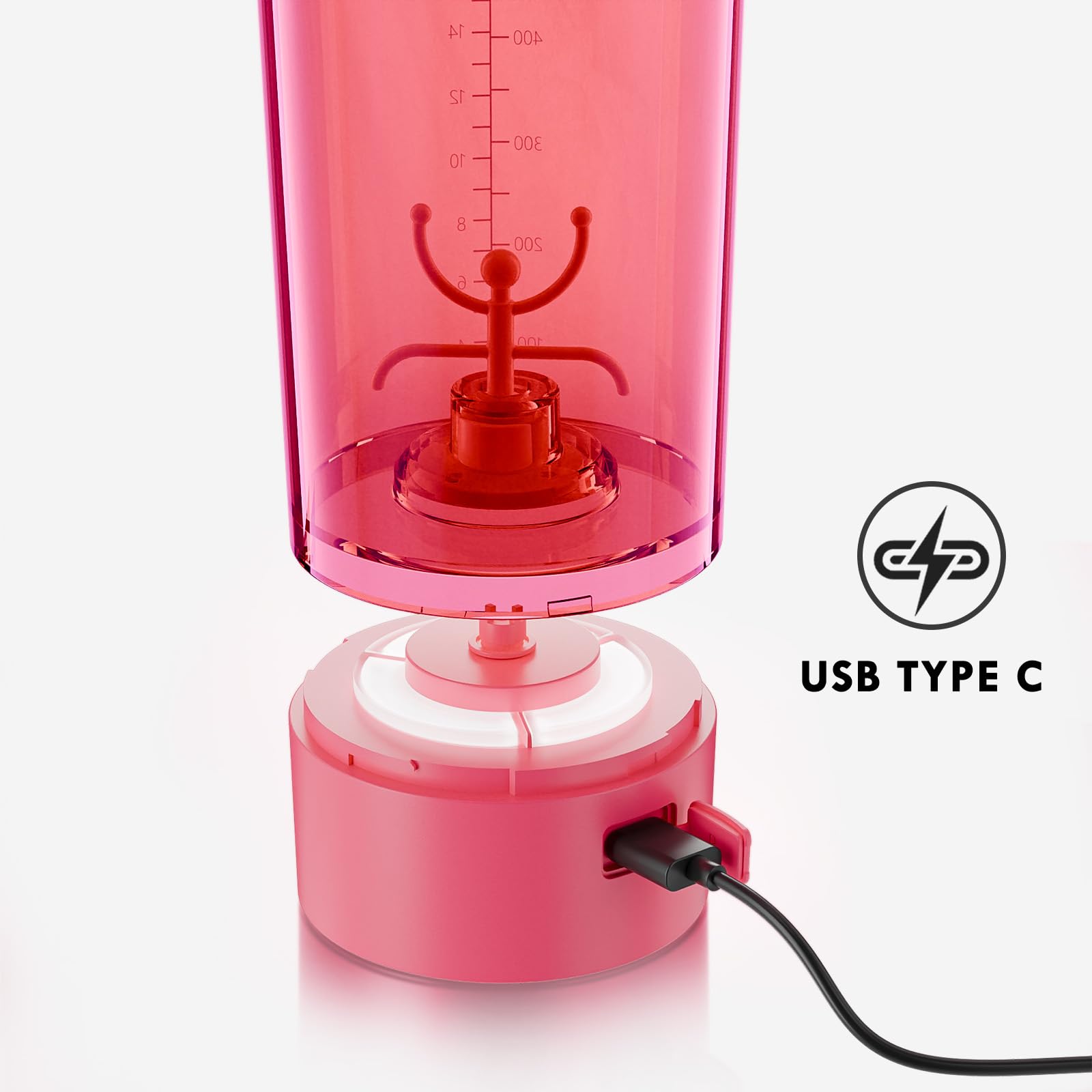 Cholas electric shaker bottle with blending blades for smooth shakes.