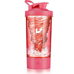 Cholas electric shaker bottle front view with easy-grip design for quick shakes.