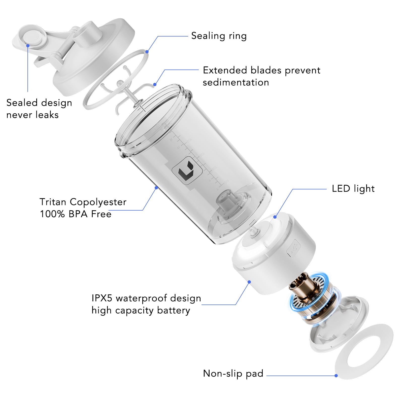 Cholas portable 24oz shaker with built-in carrying hook for on-the-go use.