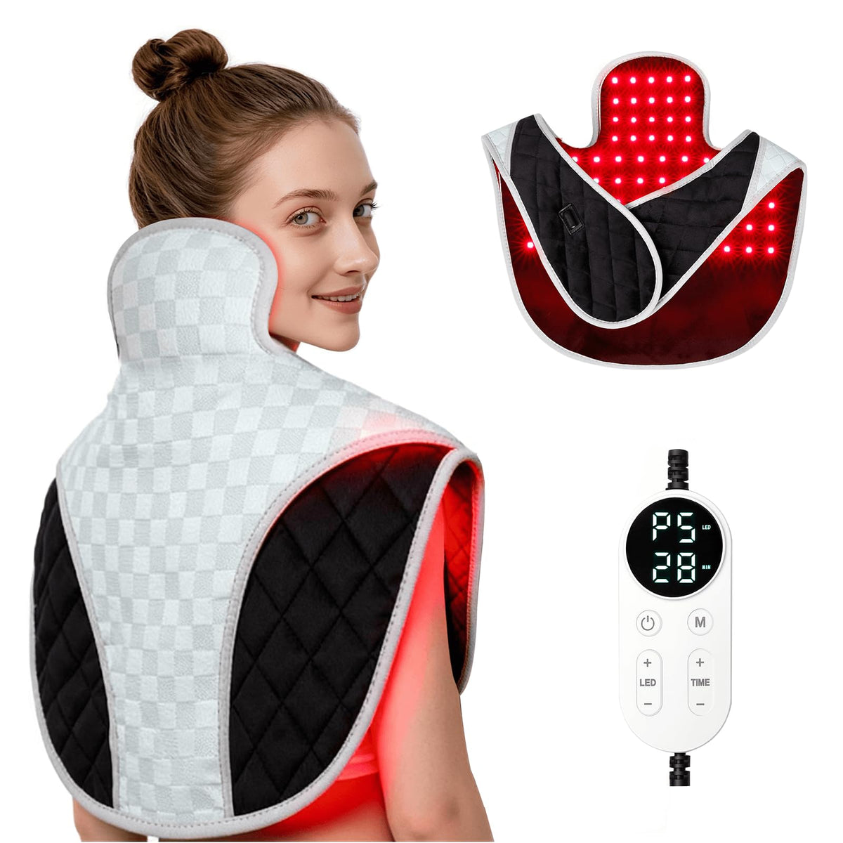 Cholas red light therapy belt on neck and shoulders for targeted relaxation