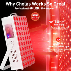 Cholas red-light therapy panel for facial skincare routines