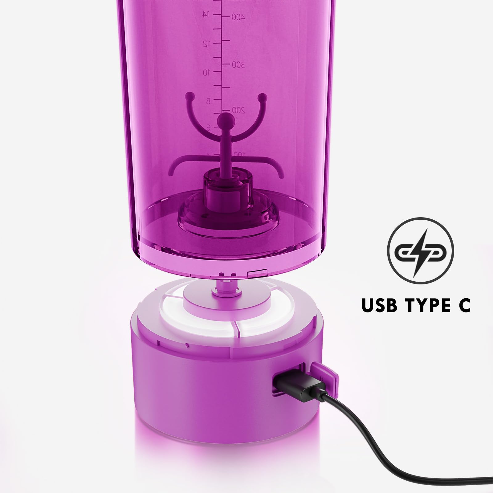 Cholas USB-C rechargeable battery powers your shaker for days.