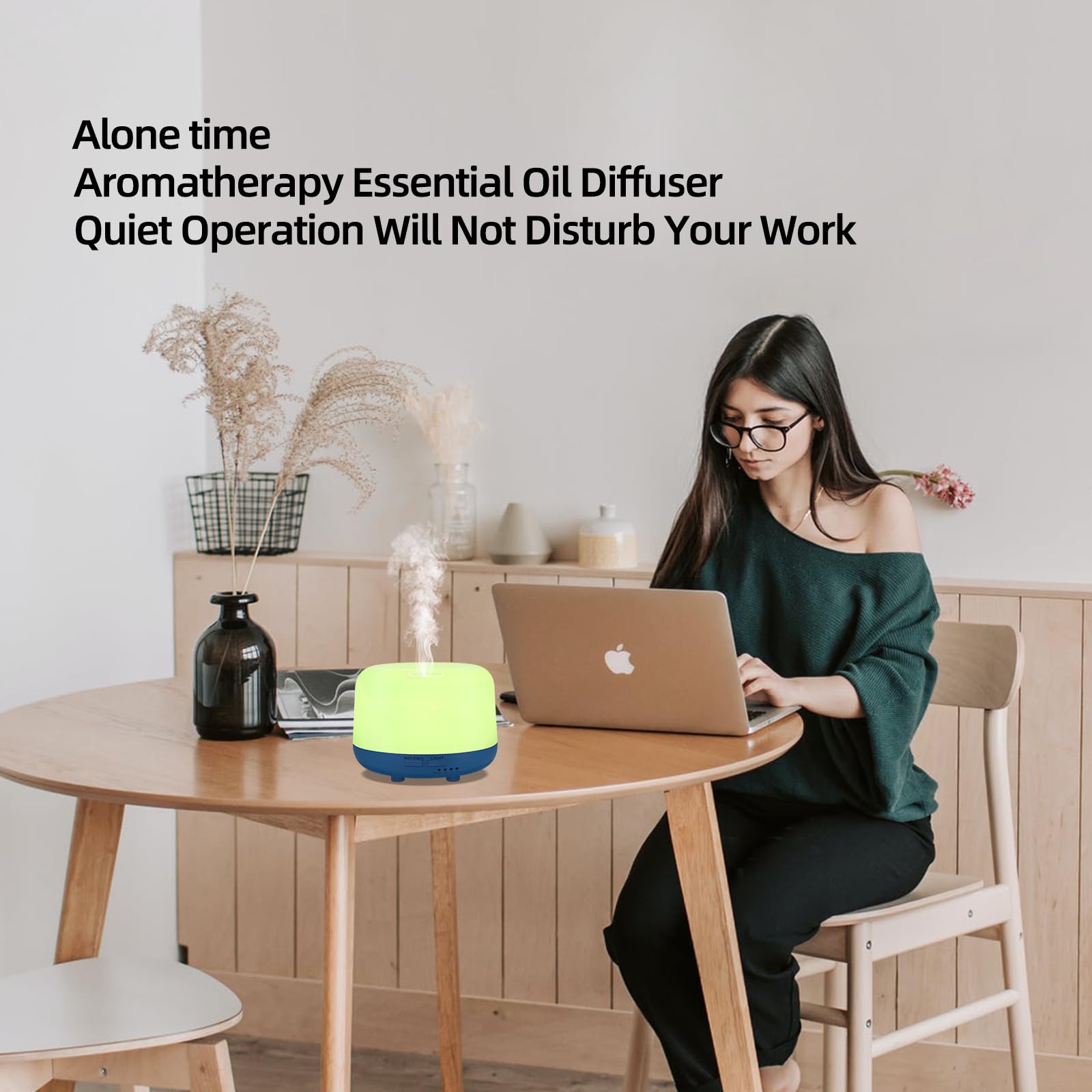 CHOUWEEK diffuser operates whisper-quiet, ideal for work or sleep.