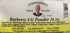 Christopher's Barberry lg powder 16-oz packaging on pantry shelf for baking