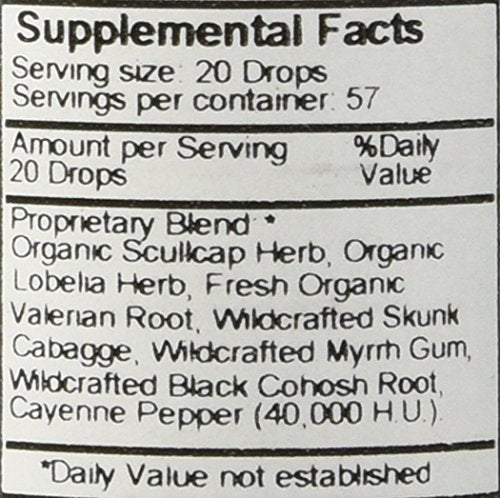Christopher’s Anti-Spasmodic label closeup shows the herbal blend.