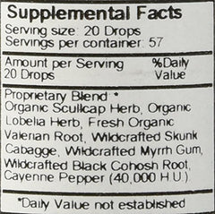 Christopher’s Anti-Spasmodic label closeup shows the herbal blend.