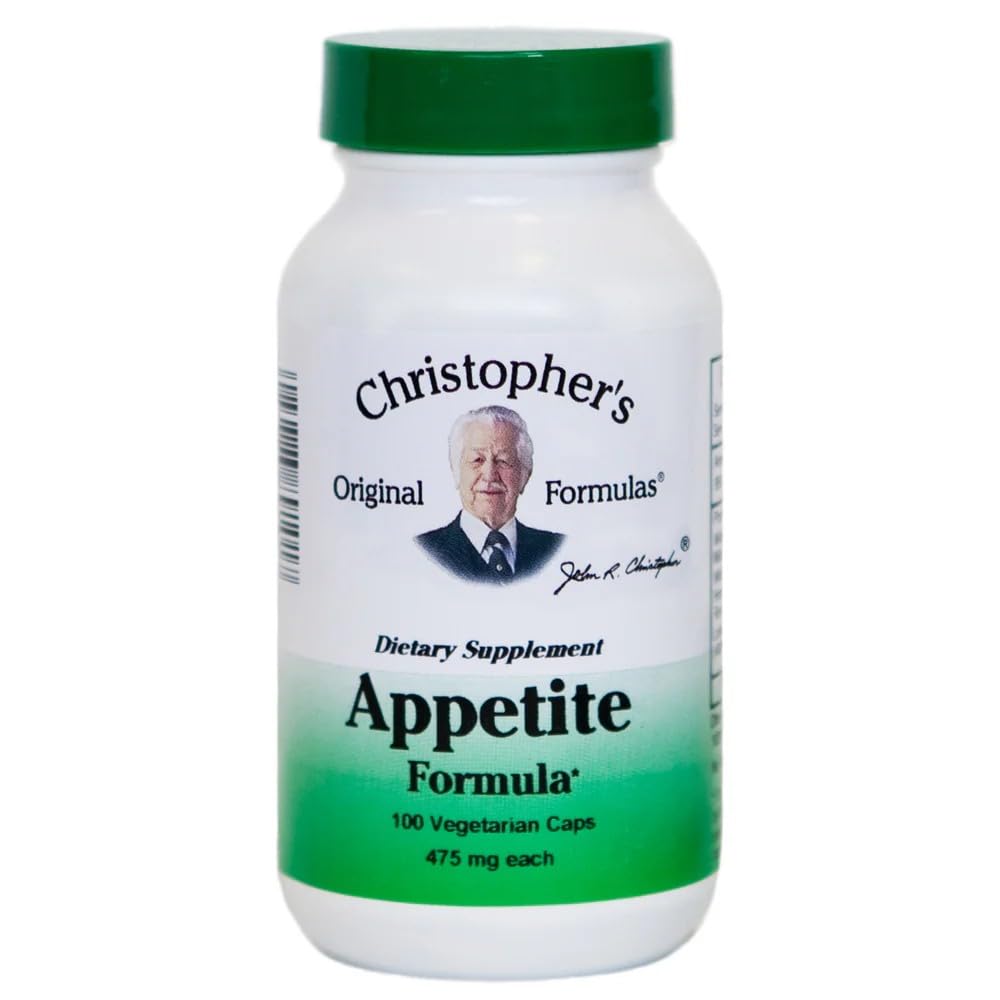Christopher's Original Formulas Appetite bottle showing natural herbal blend for digestive balance.