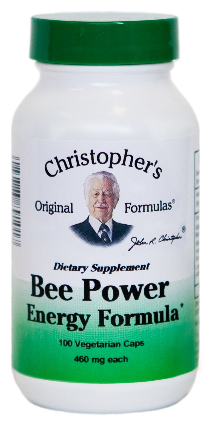 Christopher's Bee Power Energy bottle shows capsules for daily vitality
