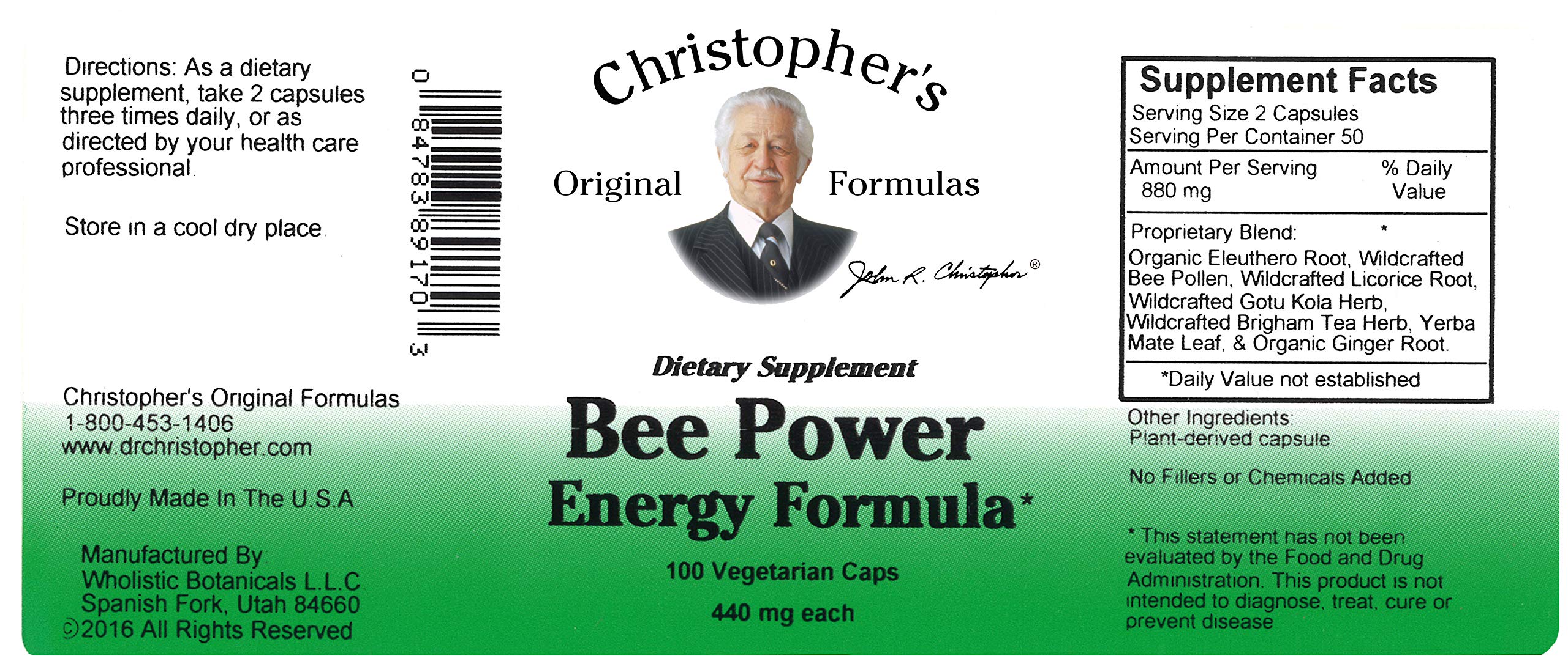 Christopher's Bee Power Energy packaging highlights USA-made quality