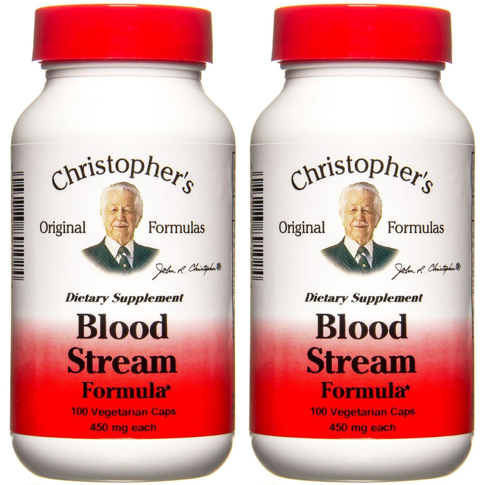 Christopher's Original Formulas Blood Stream Formula bottle with 100 vegetarian capsules for daily circulation support
