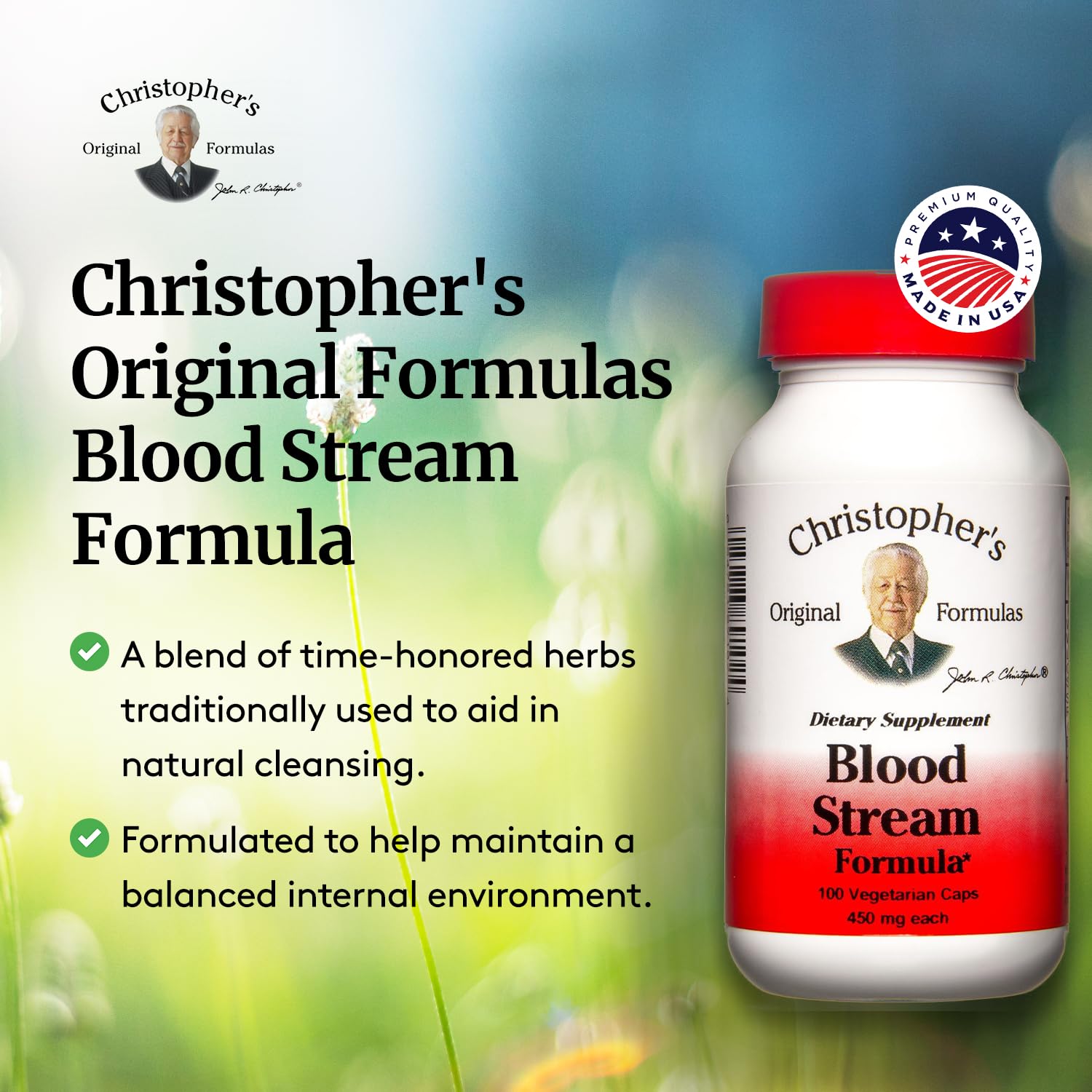Daily-use pack image showing easy integration of Christopher's Blood Stream Formula into routines