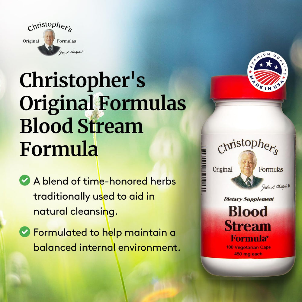 Daily-use pack image showing easy integration of Christopher's Blood Stream Formula into routines