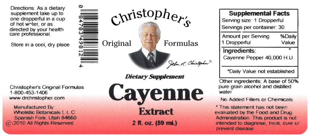 Christopher's Original Formulas cayenne packaging close-up conveys quality and heritage.
