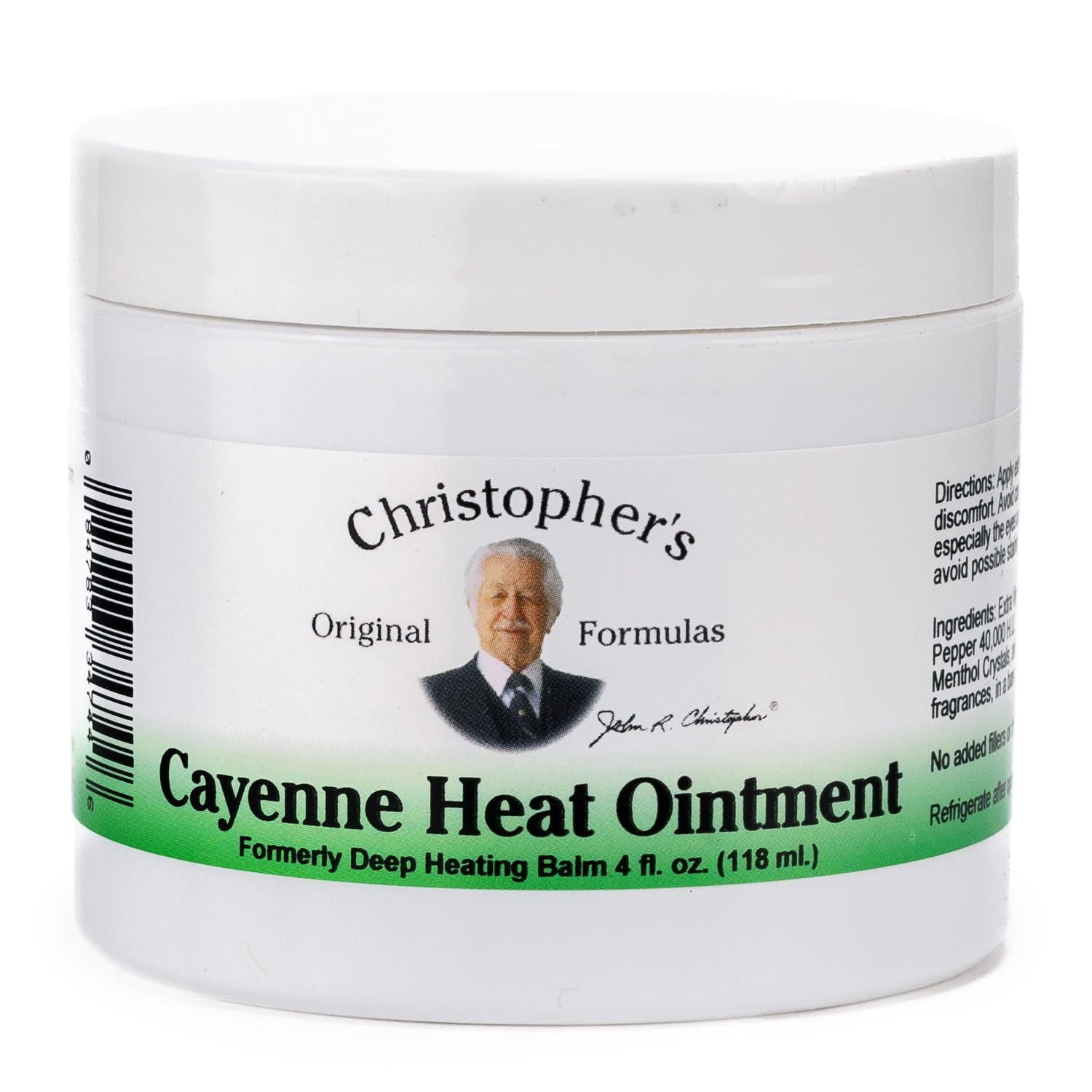 Christopher's Original Formulas Cayenne Heat Ointment tube closeup for targeted warm relief on sore muscles.