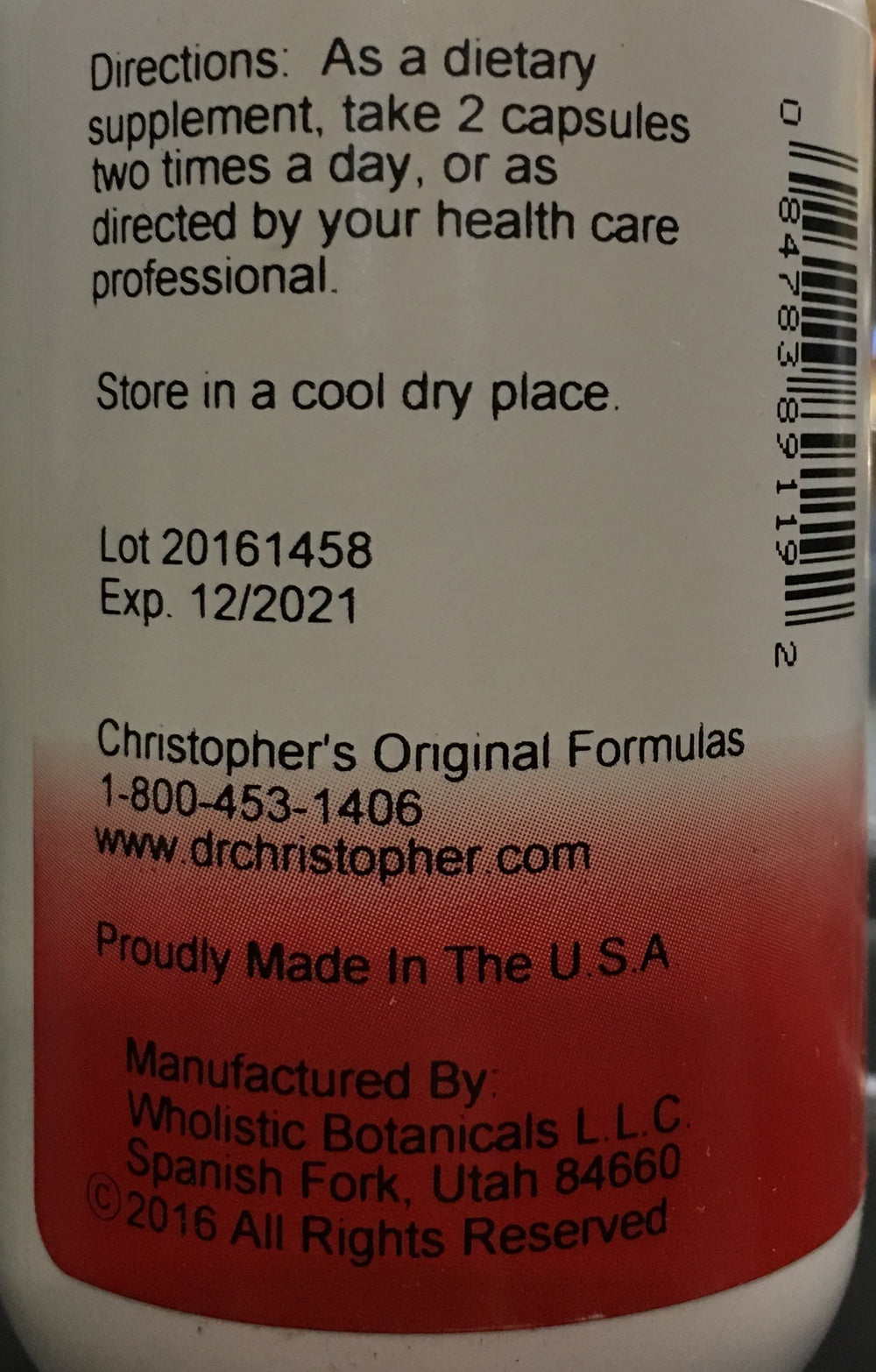 Christopher's Original Formulas Chest Formula capsules provide daily herbal lung support.